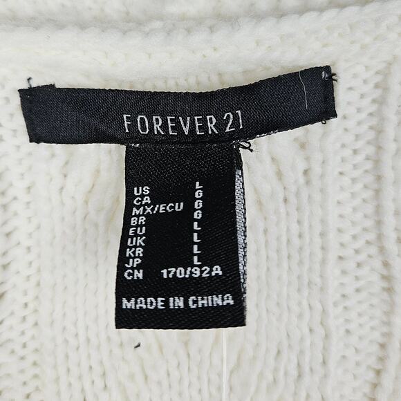 New Forever 21 Wool Blend Cable Knit Sweater Vest Cream Off White Large Preppy - Picture 5 of 12
